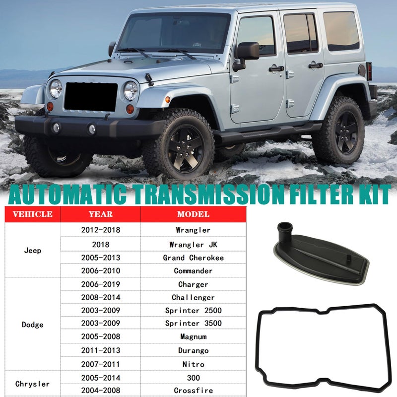 YzusGomumu 722.6 طقم فلتر ناقل الحركة الأوتوماتيكي متوافق مع 2003-2018 Jeep Wrangler/JK/Commander Dodge Charger Sprinter 2500/3500 Magnum Durango Nitro Chrysler Crossfire/300 يستبدل 1402770095 - Image 4